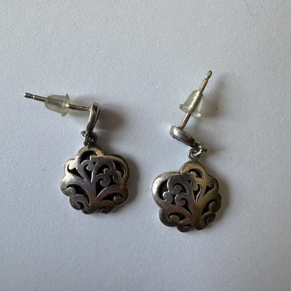 Vintage Sterling Silver Earrings Dangle Filigree Southwestern Floral